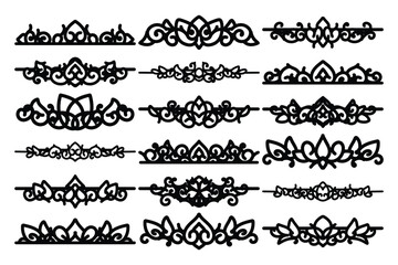 set of Elegant vintage ornament vector with intricate flourishes and classic baroque-style details. Perfect for invitations, labels, packaging, and decorative design projects.