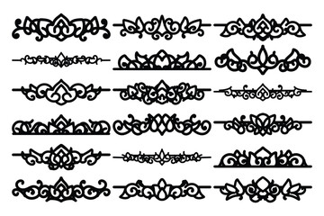 set of Elegant vintage ornament vector with intricate flourishes and classic baroque-style details. Perfect for invitations, labels, packaging, and decorative design projects.