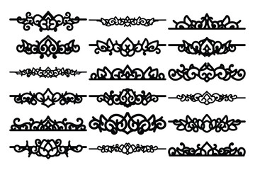 set of Elegant vintage ornament vector with intricate flourishes and classic baroque-style details. Perfect for invitations, labels, packaging, and decorative design projects.