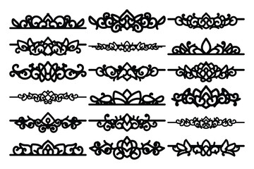 set of Elegant vintage ornament vector with intricate flourishes and classic baroque-style details. Perfect for invitations, labels, packaging, and decorative design projects.