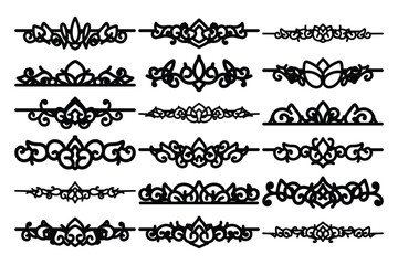 set of Elegant vintage ornament vector with intricate flourishes and classic baroque-style details. Perfect for invitations, labels, packaging, and decorative design projects.