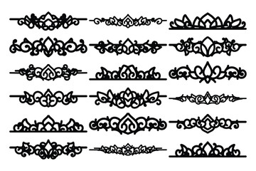 set of Elegant vintage ornament vector with intricate flourishes and classic baroque-style details. Perfect for invitations, labels, packaging, and decorative design projects.