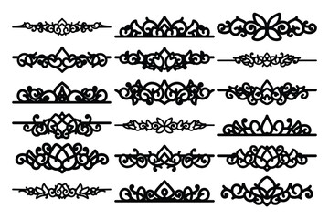 set of Elegant vintage ornament vector with intricate flourishes and classic baroque-style details. Perfect for invitations, labels, packaging, and decorative design projects.