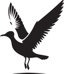 Seagull silhouette. Isolated seagull on white background. Bird