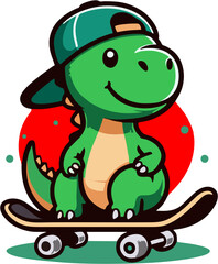 Dino wear green head plating skateboard