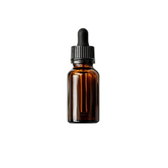 Fototapeta premium A brown glass medicine bottle with a dropper is isolated on white