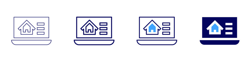 Laptop architect icon in 4 different styles. Thin Line, Line, Bold Line, Duotone. Duotone style. Editable stroke