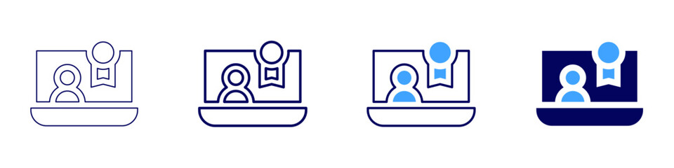 Laptop animation icon in 4 different styles. Thin Line, Line, Bold Line, Duotone. Duotone style. Editable stroke