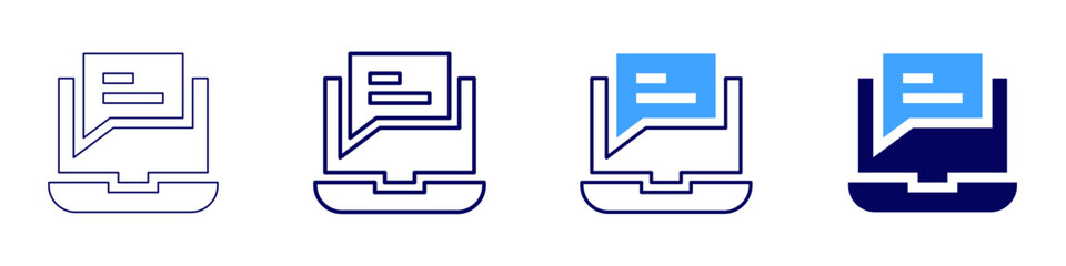 Laptop balance icon in 4 different styles. Thin Line, Line, Bold Line, Duotone. Duotone style. Editable stroke