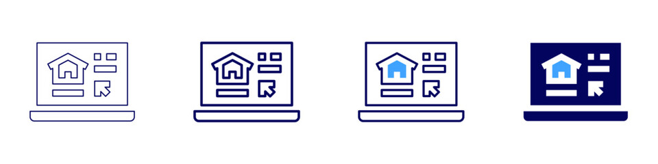 Laptop blogger icon in 4 different styles. Thin Line, Line, Bold Line, Duotone. Duotone style. Editable stroke