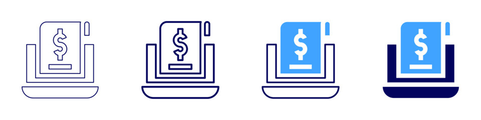 Laptop cleaning icon in 4 different styles. Thin Line, Line, Bold Line, Duotone. Duotone style. Editable stroke