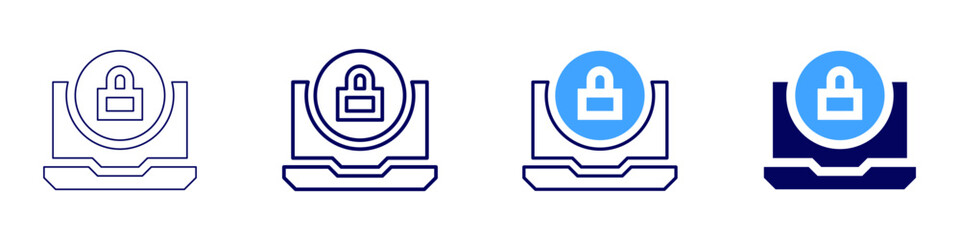 Laptop debugger icon in 4 different styles. Thin Line, Line, Bold Line, Duotone. Duotone style. Editable stroke