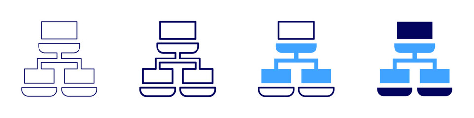 Laptop developer icon in 4 different styles. Thin Line, Line, Bold Line, Duotone. Duotone style. Editable stroke