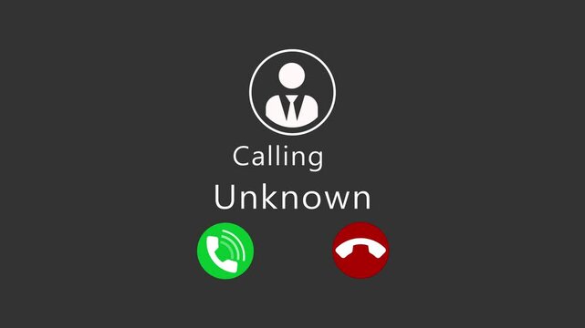 Human use smartphone with incoming call from unknown number, spam, prank caller, hoax person, fake identity, scammer, scam with mobile phone, hacker. Phone ring sign of phone call icon