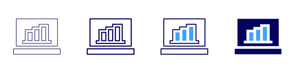 Laptop dualscreen icon in 4 different styles. Thin Line, Line, Bold Line, Duotone. Duotone style. Editable stroke