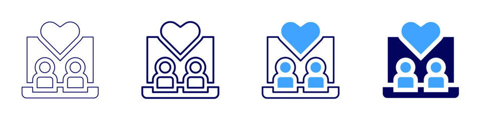 Laptop fold icon in 4 different styles. Thin Line, Line, Bold Line, Duotone. Duotone style. Editable stroke