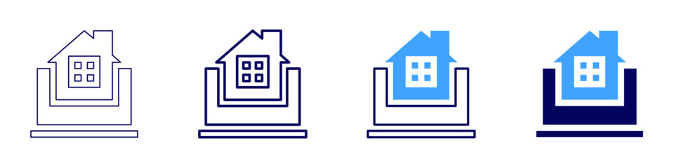 Laptop heatsink icon in 4 different styles. Thin Line, Line, Bold Line, Duotone. Duotone style. Editable stroke