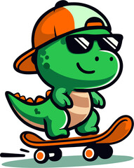 Cool Dinosaur Riding a Skateboard