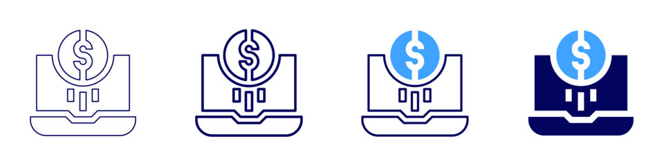 Laptop insurance​ icon in 4 different styles. Thin Line, Line, Bold Line, Duotone. Duotone style. Editable stroke