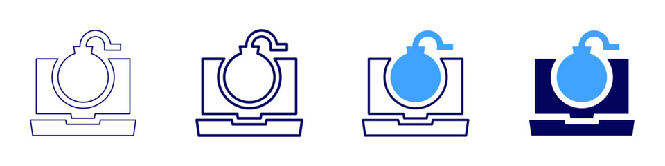 Laptop manuals​ icon in 4 different styles. Thin Line, Line, Bold Line, Duotone. Duotone style. Editable stroke