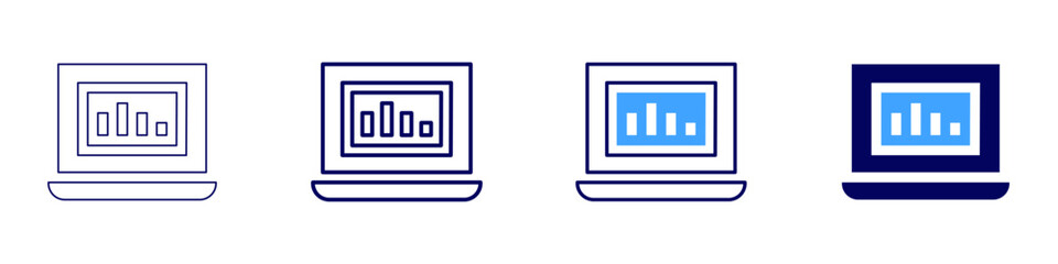 Laptop mic icon in 4 different styles. Thin Line, Line, Bold Line, Duotone. Duotone style. Editable stroke
