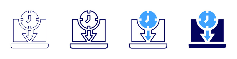 Laptop modeling icon in 4 different styles. Thin Line, Line, Bold Line, Duotone. Duotone style. Editable stroke