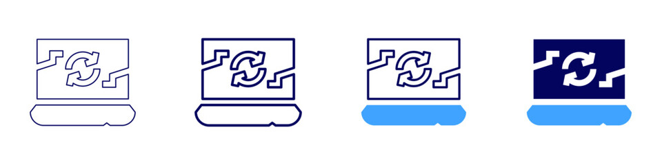 Laptop module icon in 4 different styles. Thin Line, Line, Bold Line, Duotone. Duotone style. Editable stroke