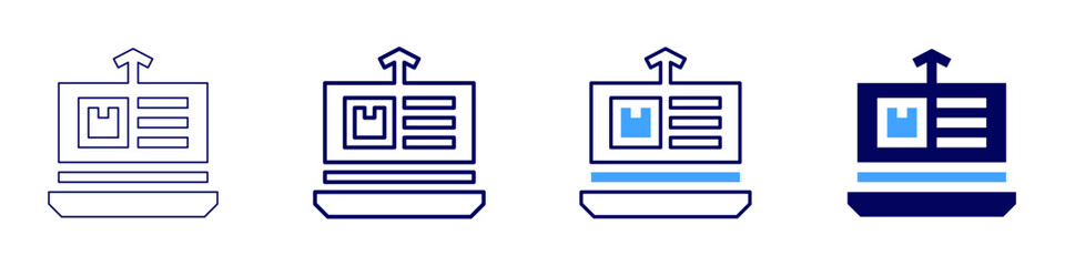 Laptop operating​ icon in 4 different styles. Thin Line, Line, Bold Line, Duotone. Duotone style. Editable stroke