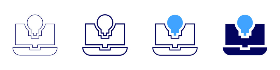 Laptop planning icon in 4 different styles. Thin Line, Line, Bold Line, Duotone. Duotone style. Editable stroke