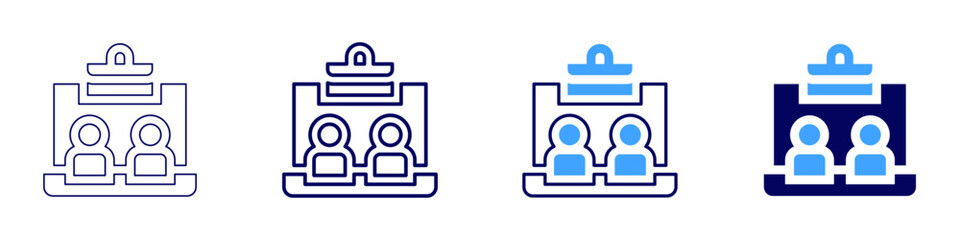 Laptop portability​ icon in 4 different styles. Thin Line, Line, Bold Line, Duotone. Duotone style. Editable stroke