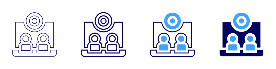 Laptop processors​ icon in 4 different styles. Thin Line, Line, Bold Line, Duotone. Duotone style. Editable stroke