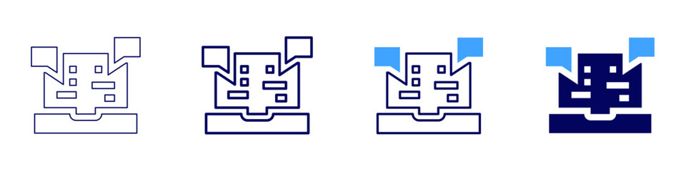 Fototapeta premium Laptop return icon in 4 different styles. Thin Line, Line, Bold Line, Duotone. Duotone style. Editable stroke