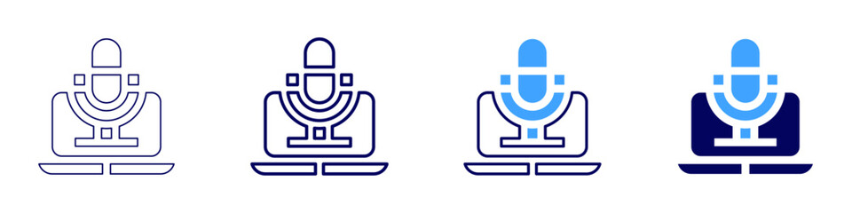 Laptop router icon in 4 different styles. Thin Line, Line, Bold Line, Duotone. Duotone style. Editable stroke