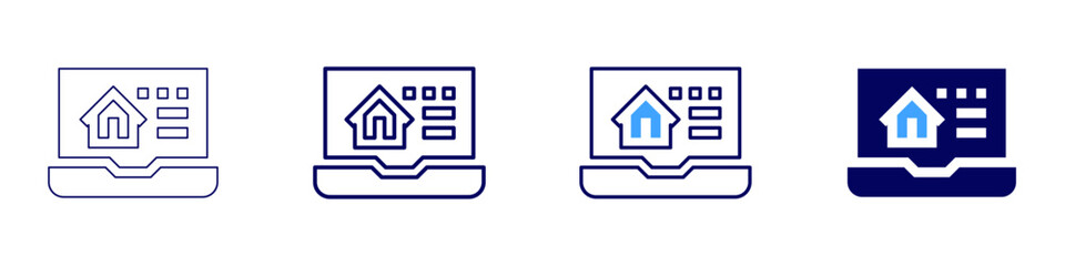 Laptop revolution icon in 4 different styles. Thin Line, Line, Bold Line, Duotone. Duotone style. Editable stroke