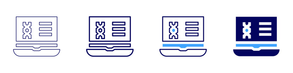 Laptop schedule icon in 4 different styles. Thin Line, Line, Bold Line, Duotone. Duotone style. Editable stroke