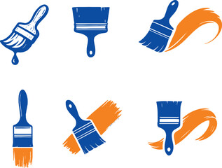 Set of paint brush wall service logo