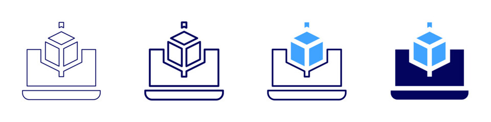 Laptop storage​ icon in 4 different styles. Thin Line, Line, Bold Line, Duotone. Duotone style. Editable stroke