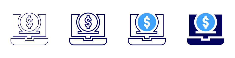 Laptop station icon in 4 different styles. Thin Line, Line, Bold Line, Duotone. Duotone style. Editable stroke