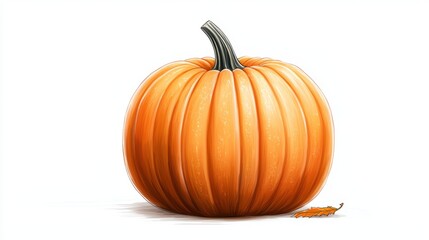 Obraz premium A hand-drawn sketch of a pumpkin with intricate details, showcasing the texture of the skin and stem, perfect for fall-themed designs.