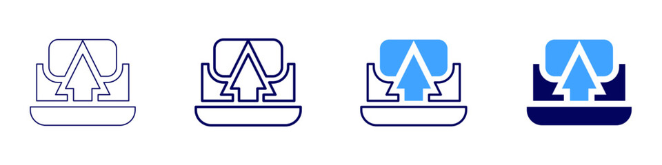 Laptop tethering icon in 4 different styles. Thin Line, Line, Bold Line, Duotone. Duotone style. Editable stroke