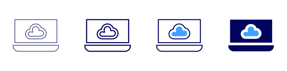 Laptop thermals icon in 4 different styles. Thin Line, Line, Bold Line, Duotone. Duotone style. Editable stroke