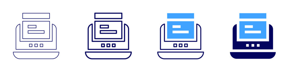 Laptop transition icon in 4 different styles. Thin Line, Line, Bold Line, Duotone. Duotone style. Editable stroke