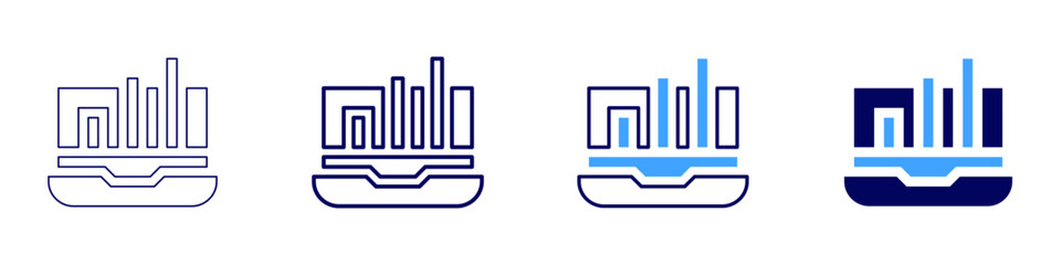 Laptop tuneup icon in 4 different styles. Thin Line, Line, Bold Line, Duotone. Duotone style. Editable stroke
