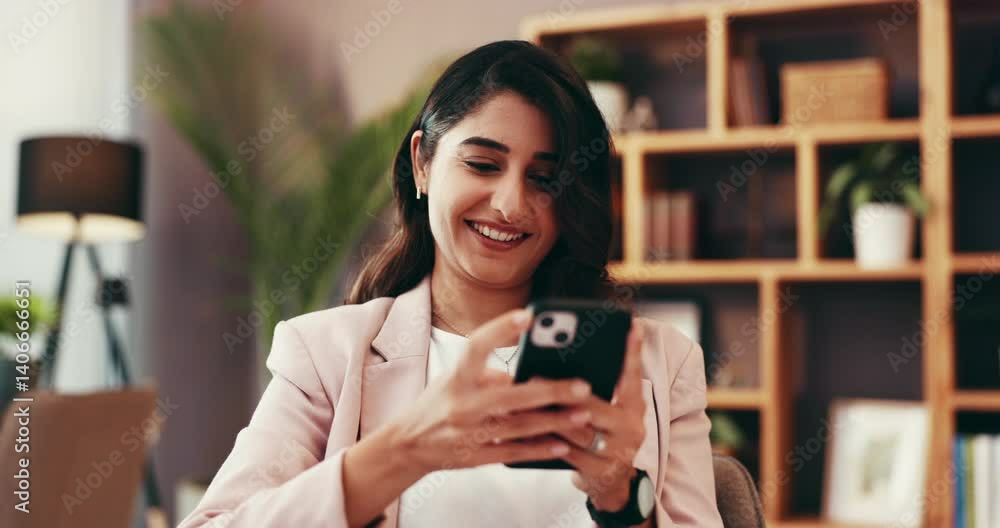 Poster Remote work, phone and typing with woman in home office for virtual assistant, client report and networking. Feedback, administration and proposal schedule with person for planning and research