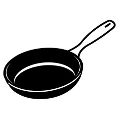 Black Cooking Pan Silhouette – Vector Icon Isolated on White.
