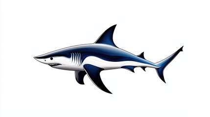 Obraz premium A minimalist shark drawing featuring simple lines and curves, emphasizing the silhouette and sleek body of the predator in an abstract style.