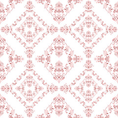 Classic Damask seamless pattern, Vintage design, element old style, Rose gold floral ornament, Luxury Ornamental lace tracery, Traditional background, Vector Illustration for Elegant Textile Design