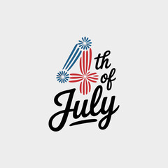 Simple 4th of July Typography with Fireworks Accent