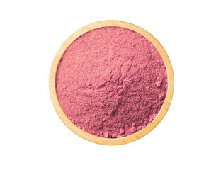 Pink powder in bowl isolated on white