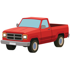 Classic Red Pickup Truck Illustration Isolated On White Background Design Element